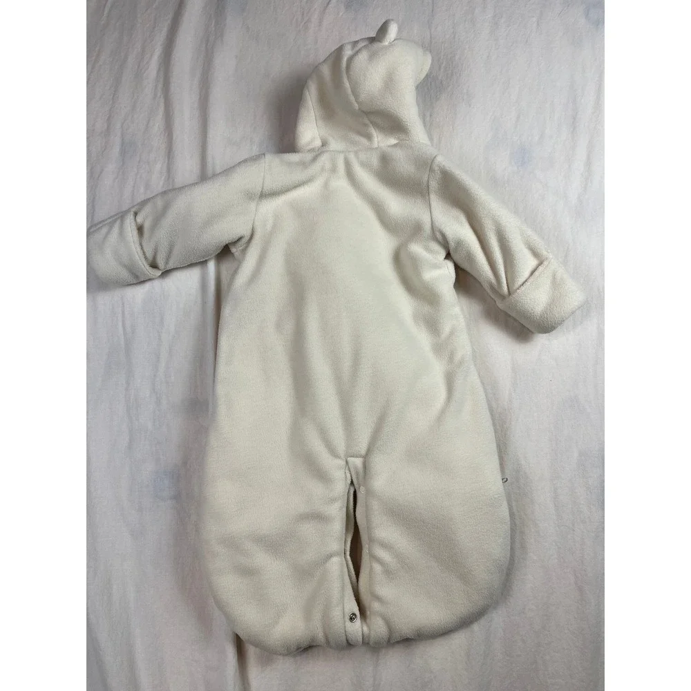 Baby Gap Fleece Bear Bunting Sherpa Lined Pram Suit Cream 6-12‎ Months